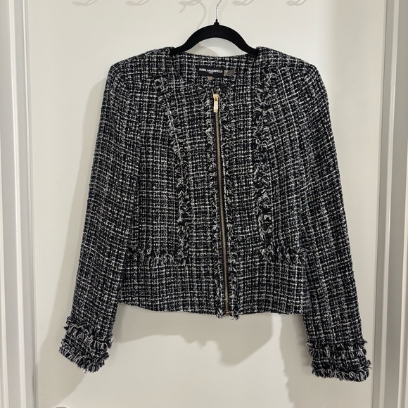Karl Lagerfeld black and white tweed jacket - Picture 2 of 4